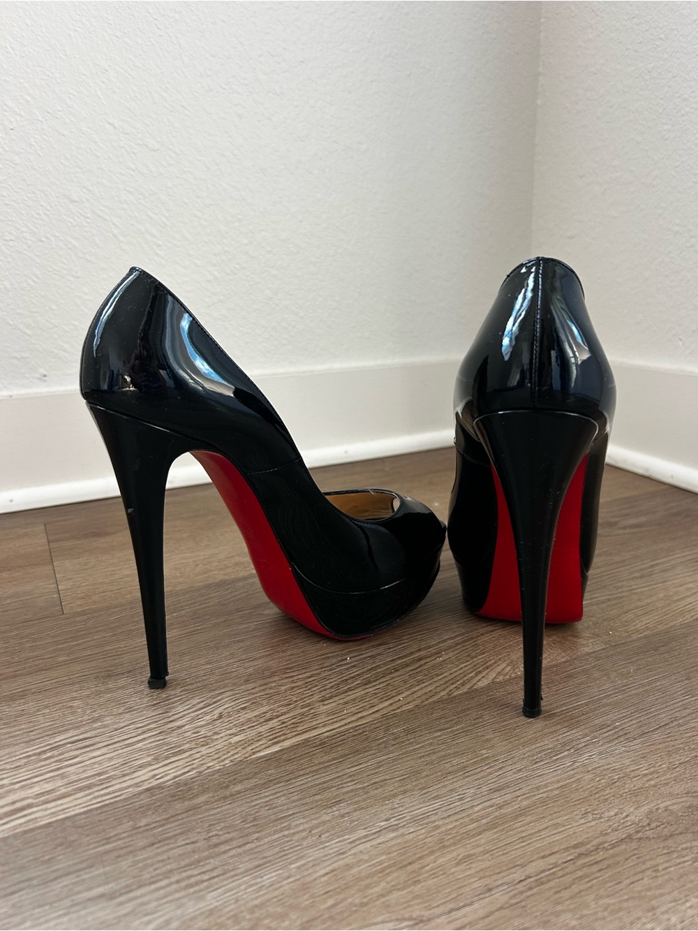 Christian Louboutin Black Patent Red Sole High Heel Pumps